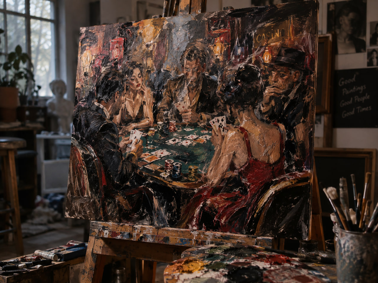 Casino-inspired painting created with saturated fine art colors